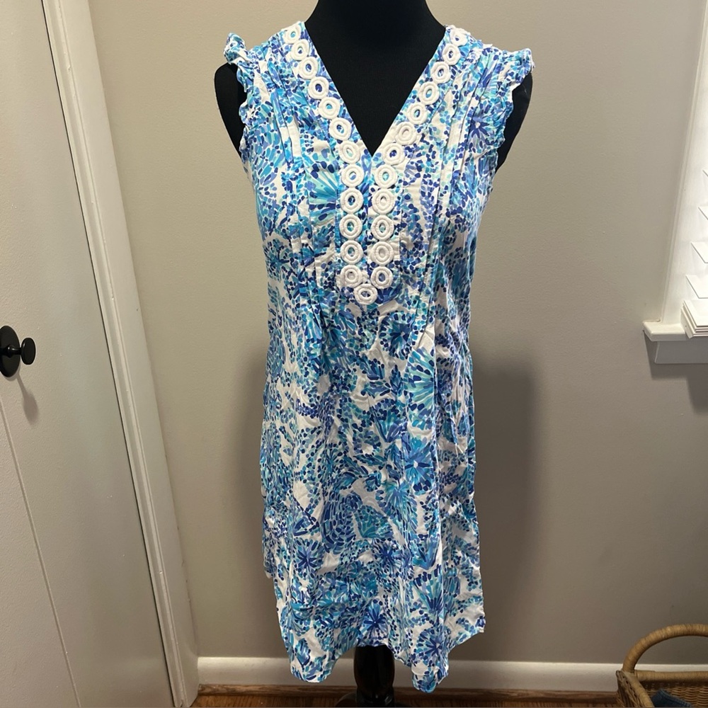 Lilly Pulitzer Turquoise Oasis Shell Me You Love Me Joan Tunic Dress XXS